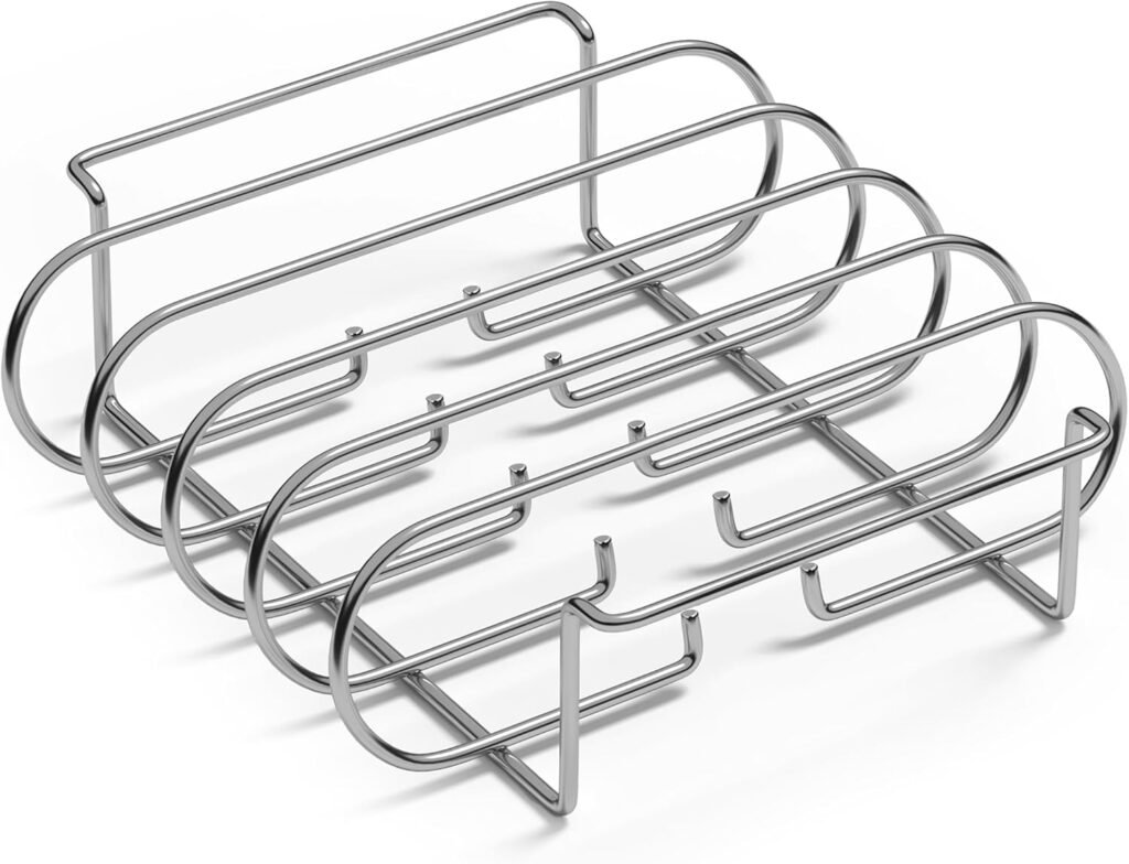 Sorbus Extra Large Non-Stick Rib Rack - Porcelain Coated Steel Roasting Stand – Holds 3 Full Rib Racks for Grilling  Barbecuing - Perfect BBQ Accessories for Smoker  Grill - Convenient Design, Black